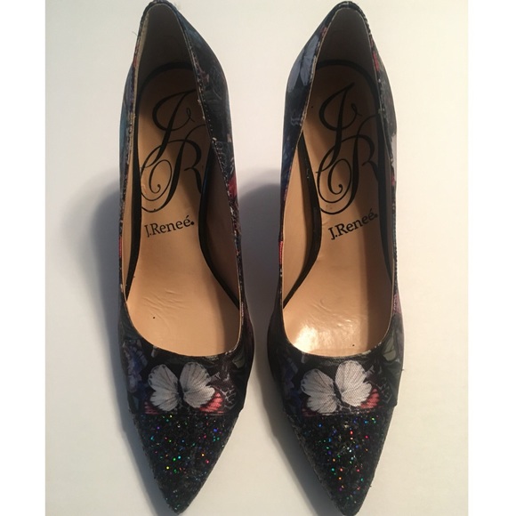 💎J. Renee multi-color pump w/black sequined toe - Picture 2 of 8